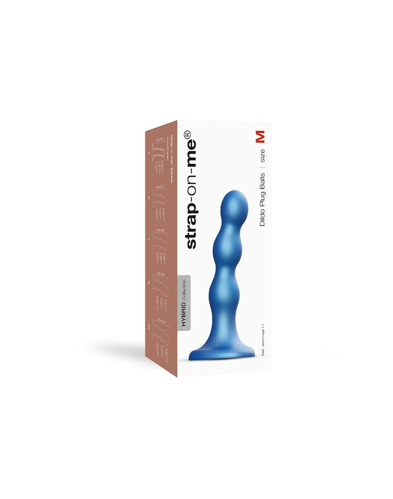 Strap-On-Me - Dildo Plug Balls - Metallic Blauw-Laced-up.nl
