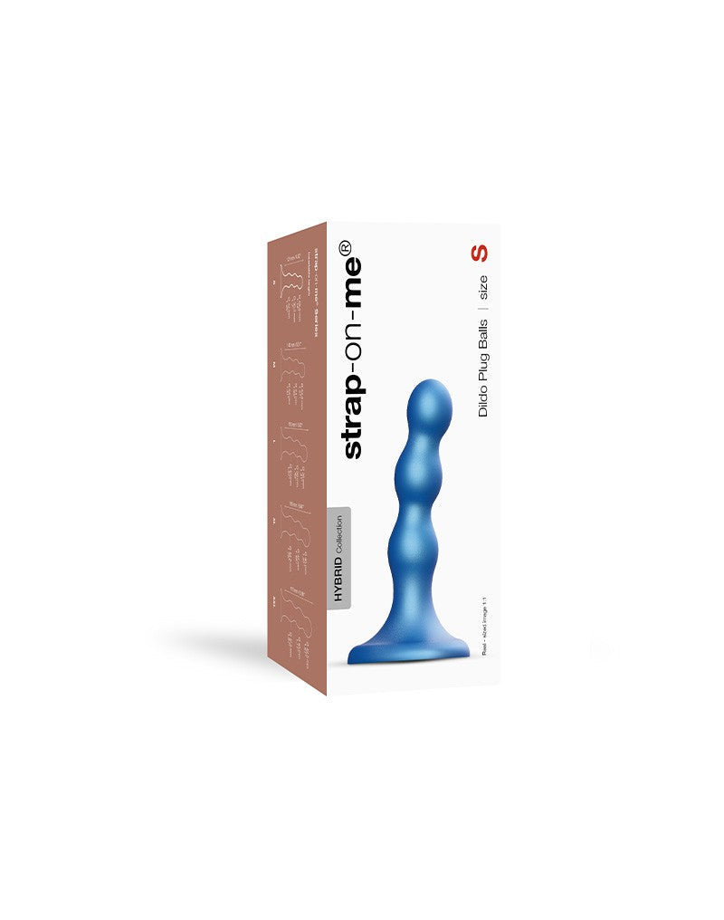 Strap-On-Me - Dildo Plug Balls - Metallic Blauw-Laced-up.nl