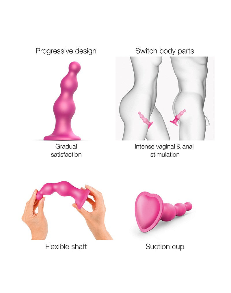 Strap-On-Me - Dildo Plug Beads - Metallic Roze-Laced-up.nl