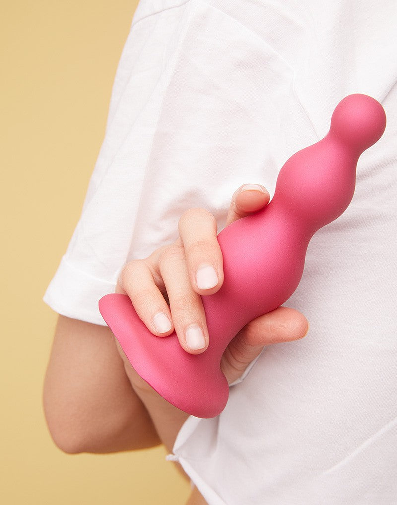 Strap-On-Me - Dildo Plug Beads - Metallic Roze-Laced-up.nl