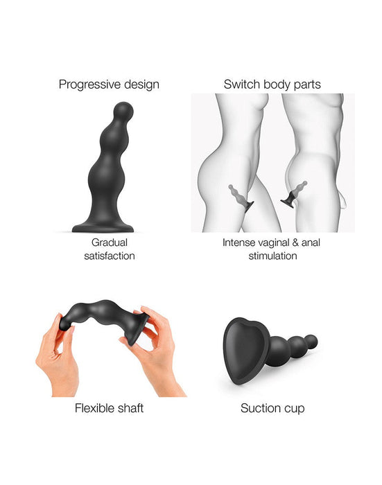 Strap-On-Me - Dildo Plug Beads - Zwart-Laced-up.nl