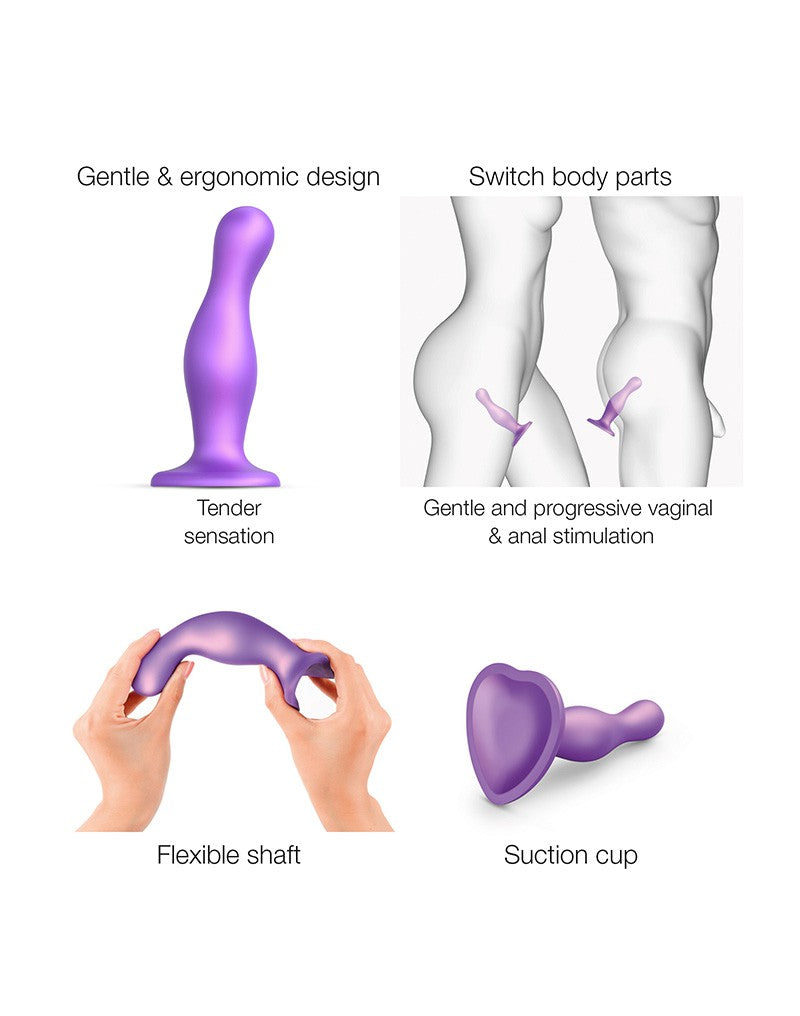 Strap-On-Me - Dildo Plug Curvy - Metallic Paars-Laced-up.nl