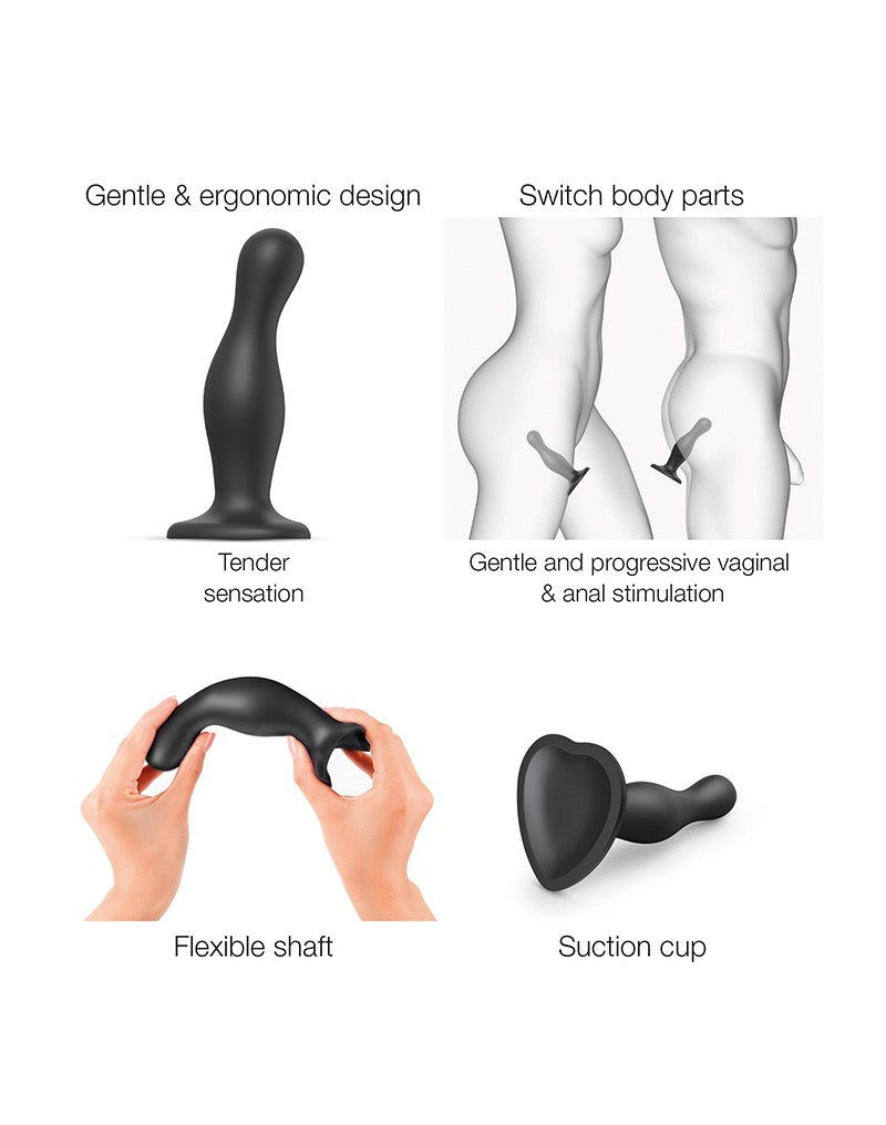 Strap-On-Me - Dildo Plug Curvy - Zwart-Laced-up.nl