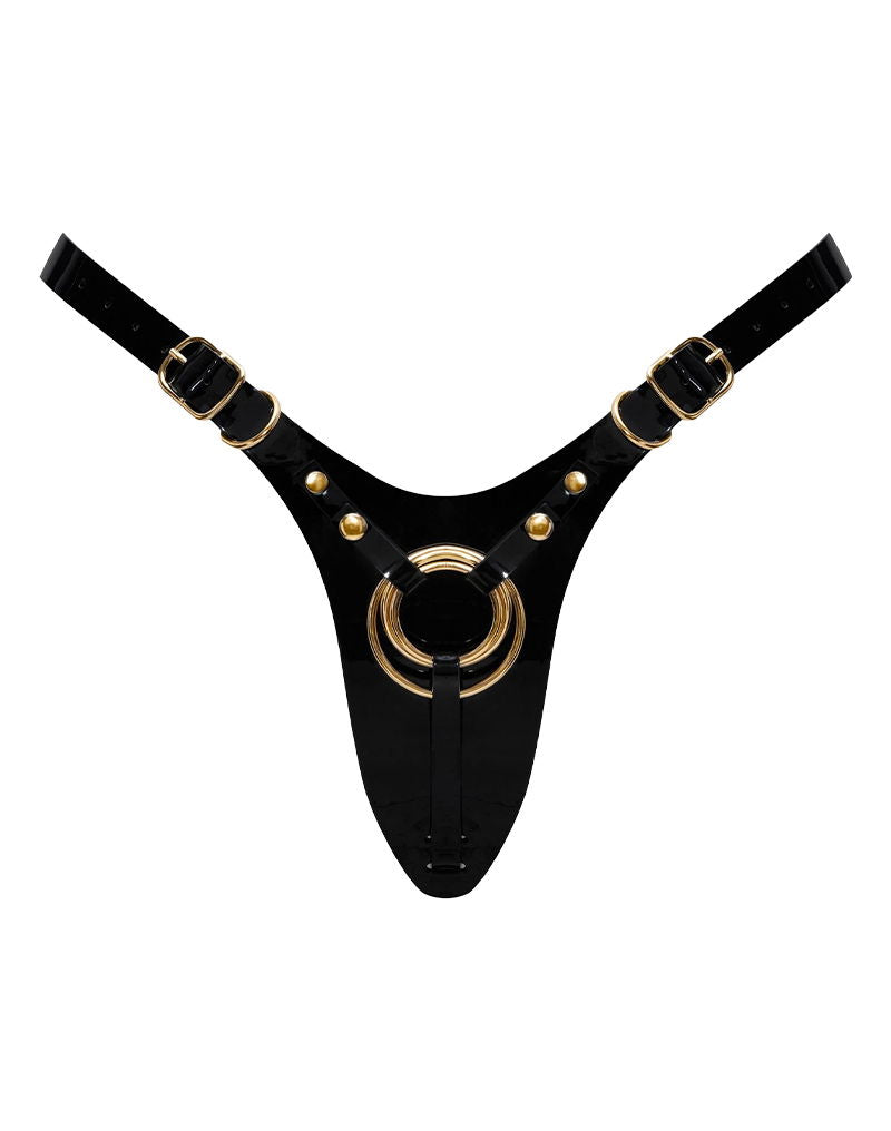 Strap-On-Me - Fabulous - Kunstleren Strapon Harnas - Passend van XS t/m XXL - Zwart Lak-Erotiekvoordeel.nl