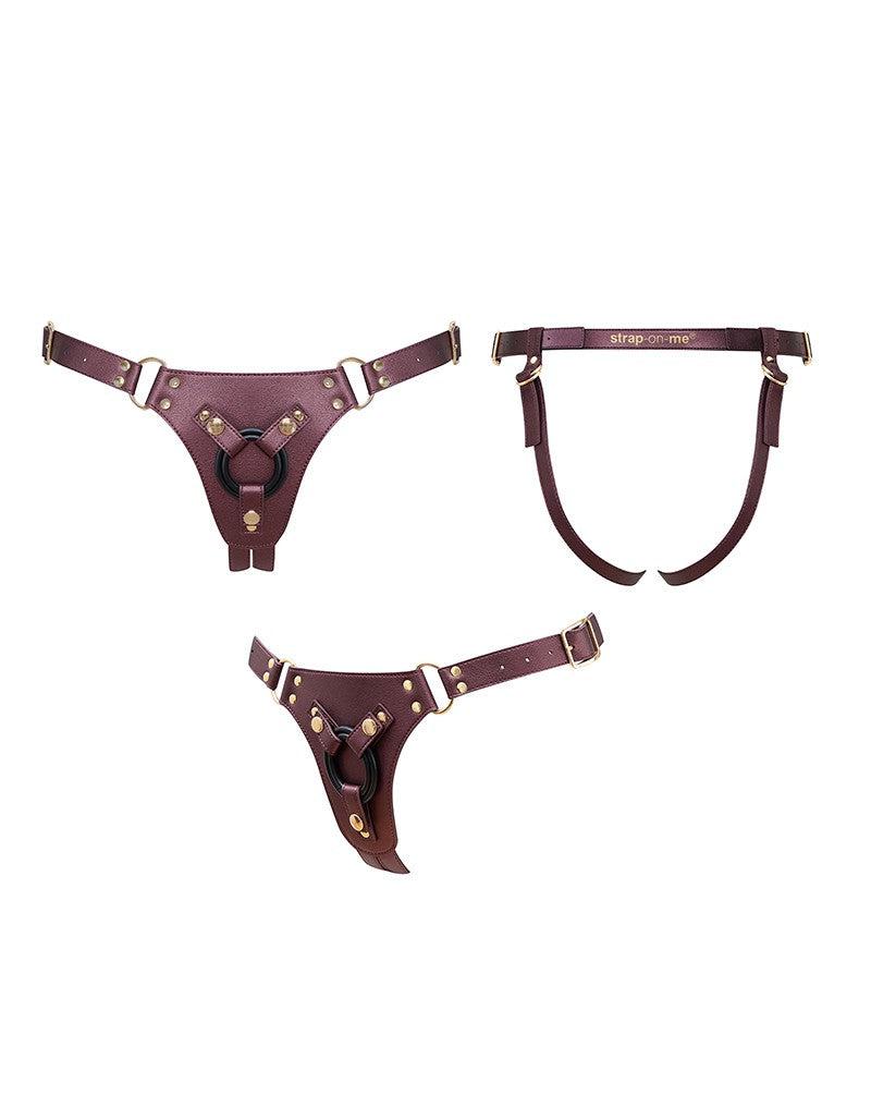 Strap-On-Me - Generous - Strap-on Harnas - PU Leer - Aubergine Paars-Erotiekvoordeel.nl