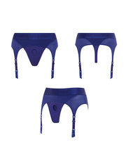 Strap-On-Me - Rebel - Strapon Harnas - Microfiber - Met Jarretels - Blau-Erotiekvoordeel.nl