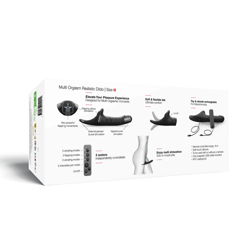 Strap-On-Me - Multi Orgasm Realistische Dildo - Strapless Strap-on met Flapper Technologie - Zwart-Erotiekvoordeel.nl