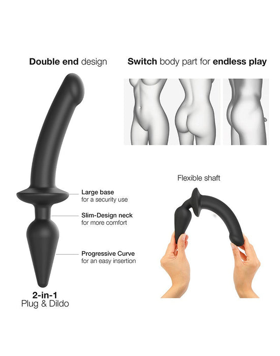 Strap-On-Me - Switch Plug - 2-in-1 Dildo & Buttplug - Zwart-Erotiekvoordeel.nl