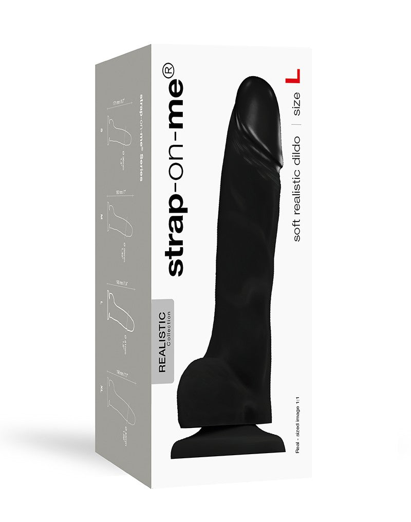 Strap-On-Me - Soft Realistic Dildo Met Zuignap - Zwart-Laced-up.nl