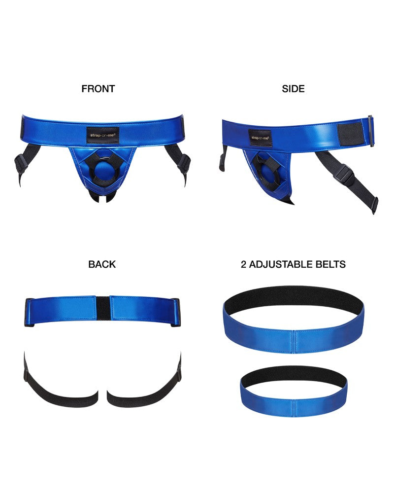 Strap-On-Me - Curious - Strap-on Harnas - PU Leer - Metallic Blauw-Erotiekvoordeel.nl