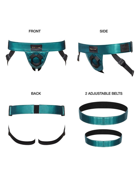 Strap-On-Me - Strap-on Harnas PVC Leatherette Curious - Metallic Groen-Laced-up.nl