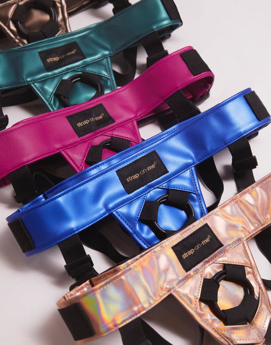 Strap-On-Me - Strap-on Harnas PVC Leatherette Curious - Metallic Groen-Laced-up.nl