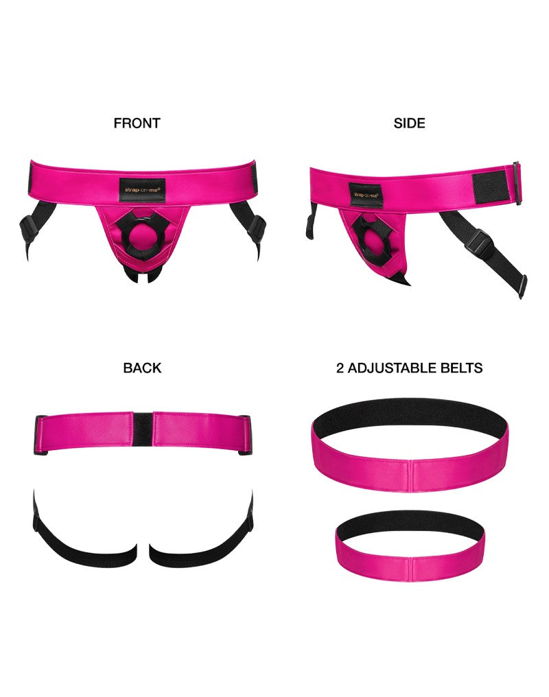 Strap-On-Me - Curious - Strap-on Harnas - PU Leer - Metallic Roze-Erotiekvoordeel.nl