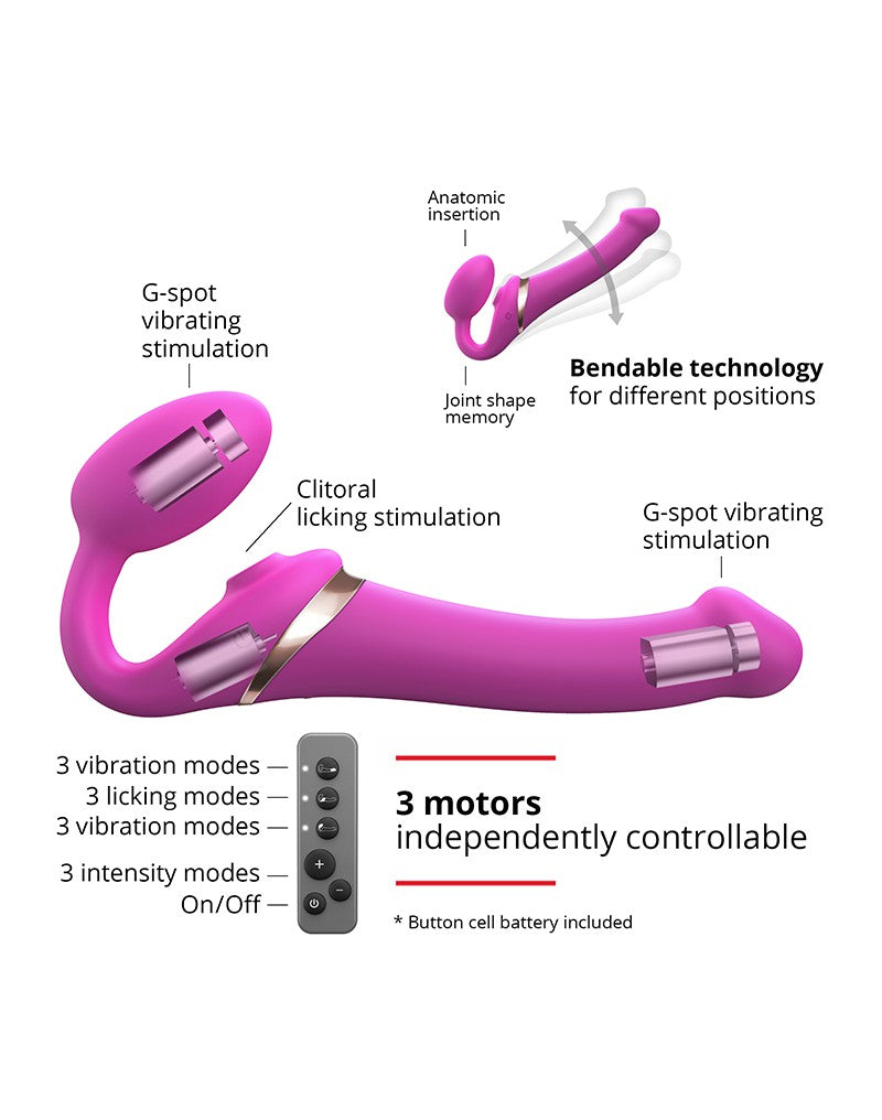Strap-On-Me - Vibrerende Strapless Strap-on met Luchtdruk Stimulatie - Roze-Erotiekvoordeel.nl
