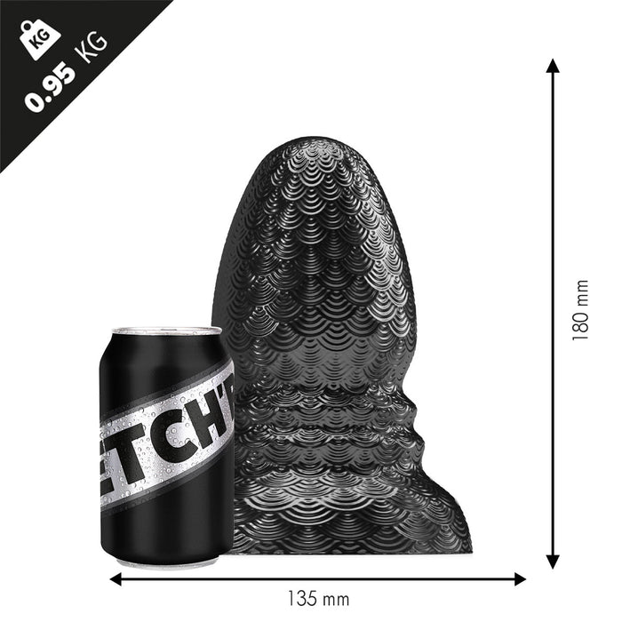 Stretch'r - Ripple - XXL Buttplug - Metallic Zwart-Laced-up.nl