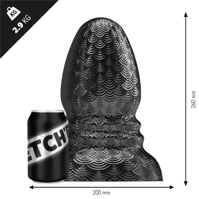 Stretch'r - Ripple - XXL Buttplug - Metallic Zwart-Laced-up.nl