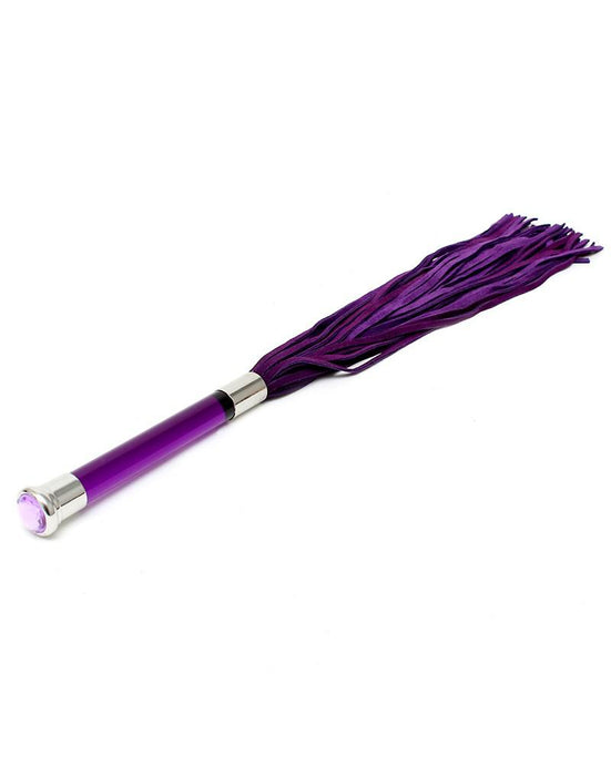 Rimba - Suede Flogger Met Glazen Handvat En Kristal - Paars-Laced-up.nl
