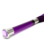 Rimba - Suede Flogger Met Glazen Handvat En Kristal - Paars-Laced-up.nl