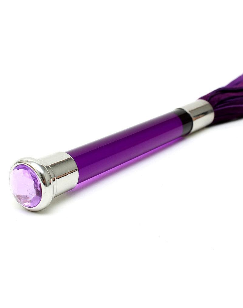 Rimba - Suede Flogger Met Glazen Handvat En Kristal - Paars-Laced-up.nl