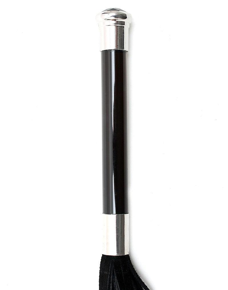 Rimba - Suede Flogger Met Glazen Handvat En Kristal - Zwart-Laced-up.nl