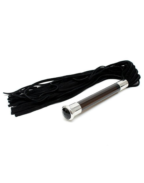 Rimba - Suede Flogger Met Glazen Handvat En Kristal - Zwart-Laced-up.nl