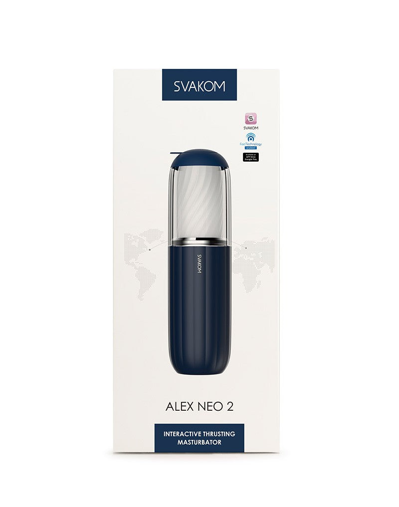 Svakom - Alex Neo 2 - Interactieve Stotende Masturbator met App Control - Donkerblauw-Laced-up.nl