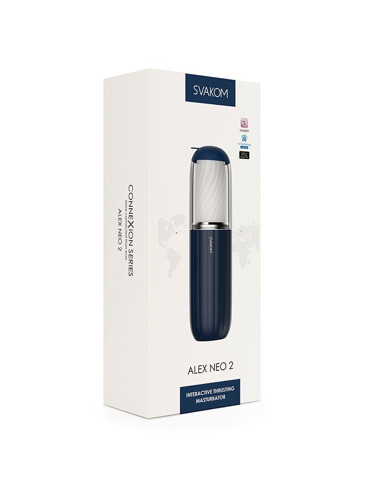 Svakom - Alex Neo 2 - Interactieve Stotende Masturbator met App Control - Donkerblauw-Laced-up.nl