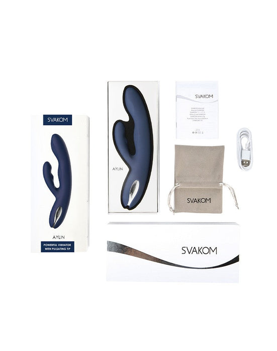Svakom - Aylin - Rabbit Vibrator Met Vibrerende Tip - Blauw-Laced-up.nl