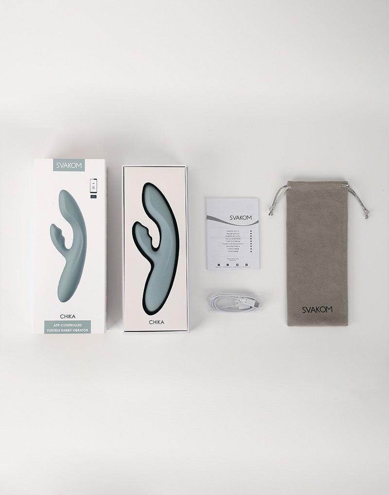Svakom - Chika - Verwarmende Rabbit Vibrator - Met App Control - Lichtgrijs-Erotiekvoordeel.nl