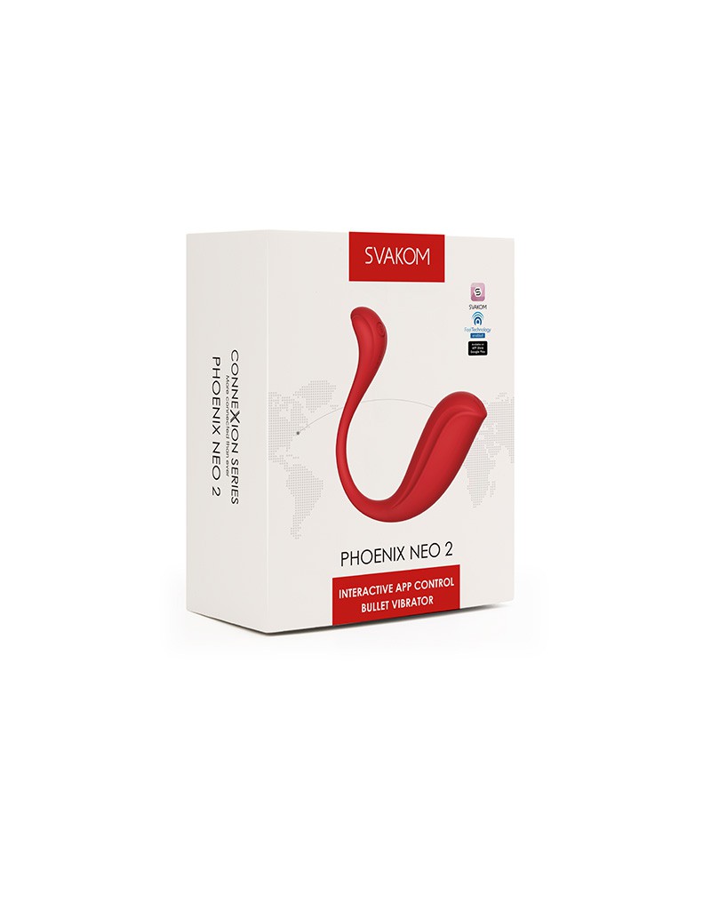 Svakom - Phoenix Neo 2 Interactieve Bullet Vibrator - App Control - Rood-Laced-up.nl