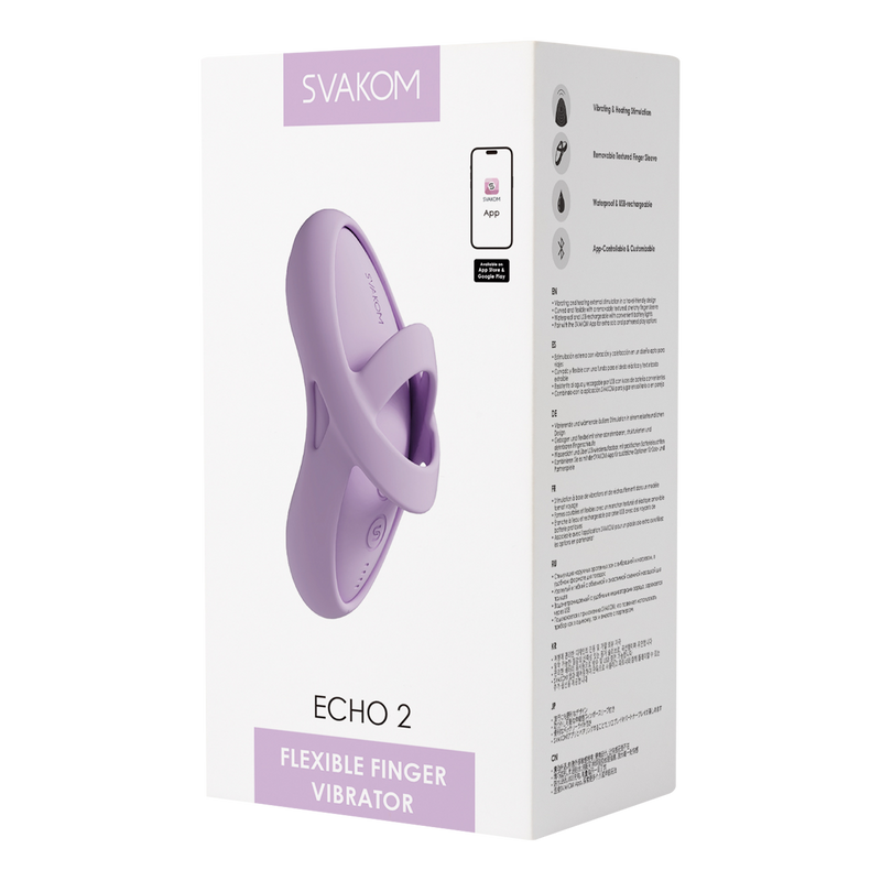 Svakom - Echo 2 - Flexibele Vinger Vibrator - App Control - Pink Lilac-Erotiekvoordeel.nl
