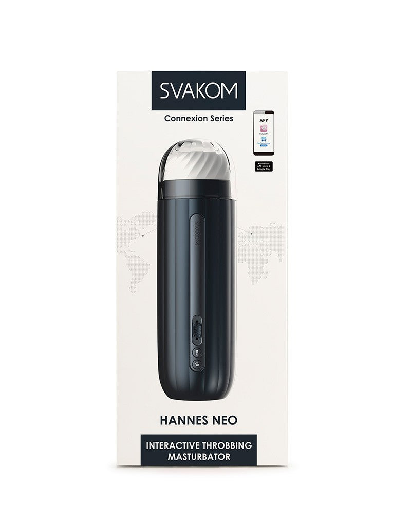 Svakom - Hannes Neo - Interactieve Throbbing Verwarmende Masturbator met App Control - Donkerblauw-Laced-up.nl