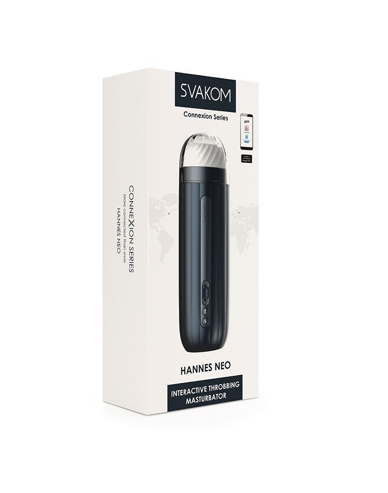 Svakom - Hannes Neo - Interactieve Throbbing Verwarmende Masturbator met App Control - Donkerblauw-Laced-up.nl