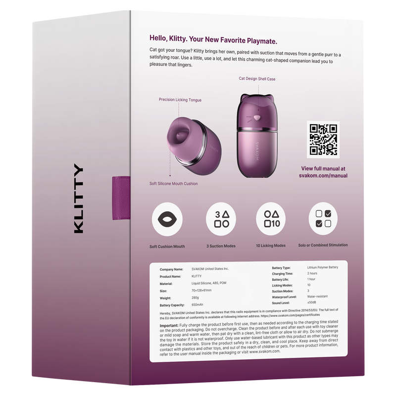 Svakom - Klitty - Likkende & Zuigende Clitoris Stimulator - Dusty Lavender-Erotiekvoordeel.nl