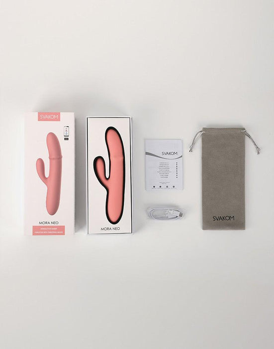 Svakom - Mora Neo - Interactieve Rabbit Vibrator met stotende kralen-ring - App Control - Roze-Laced-up.nl