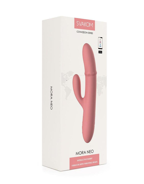 Svakom - Mora Neo - Interactieve Rabbit Vibrator met stotende kralen-ring - App Control - Roze-Laced-up.nl