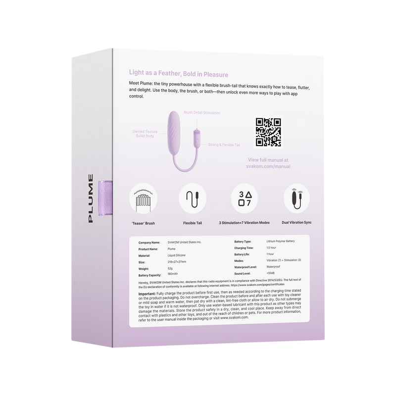 Svakom - Plume - Bullet Vibrator met Flexibel Clitoris Kwastje - Pastel Lilac-Erotiekvoordeel.nl