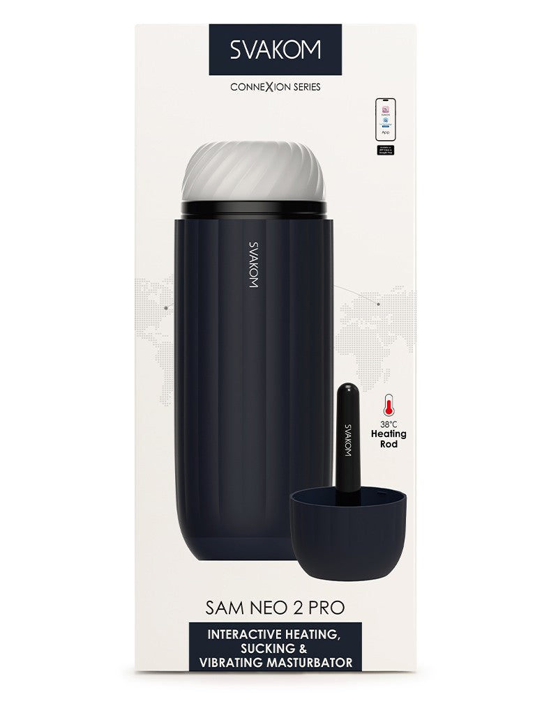 Svakom - Sam Neo Pro Connexion Series - Interactieve Masturbator - Met Verwarmingsfunctie - Blauw-Erotiekvoordeel.nl