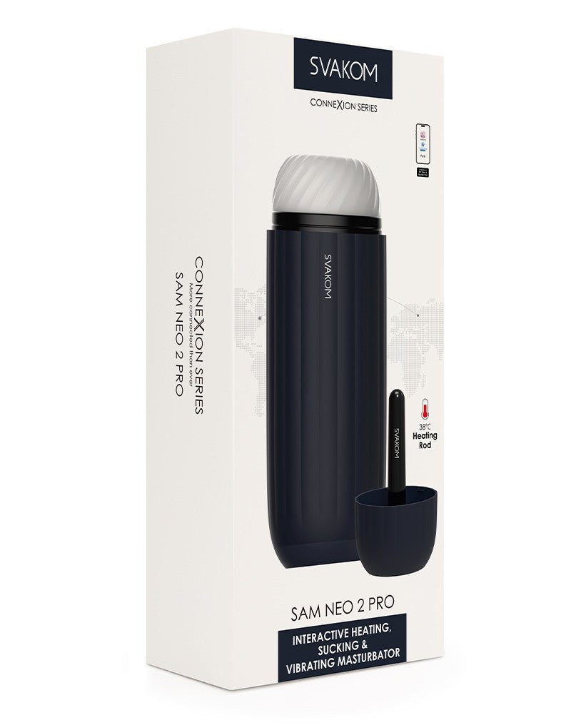 Svakom - Sam Neo Pro Connexion Series - Interactieve Masturbator - Met Verwarmingsfunctie - Blauw-Erotiekvoordeel.nl