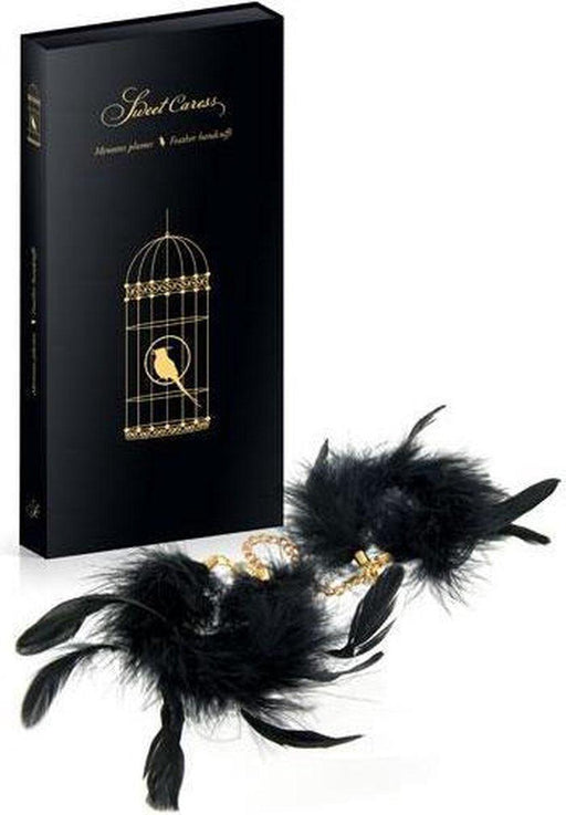 Sweet Caress - Luxe Metalen Handboeien Met Veertjes - Zwart-Laced-up.nl