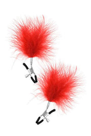 Sweet Caress - Pinzas para pezones con suaves plumas rojas-Erotiekvoordeel.nl