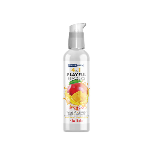 Swiss Navy - 4 in 1 Playful Flavors - Likbaar en Verwarmend Glijmiddel en Massage - Mango-Erotiekvoordeel.nl