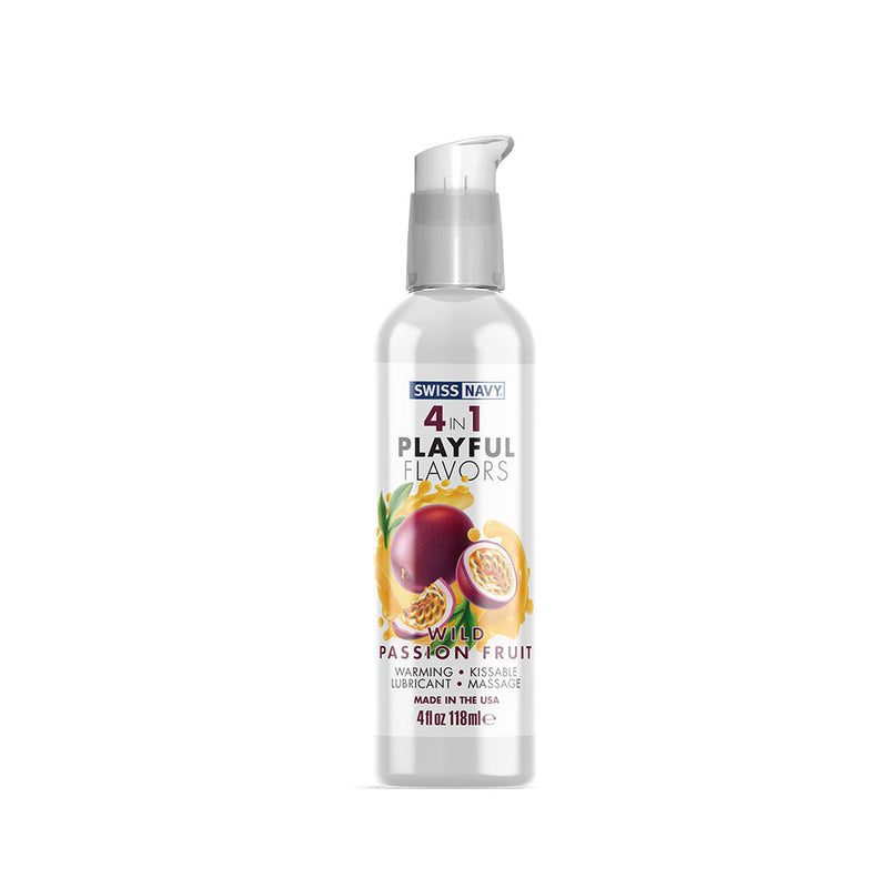 Swiss Navy - 4 in 1 Playful Flavors - Likbaar en Verwarmend Glijmiddel en Massage - Wild Passion Fruit-Erotiekvoordeel.nl