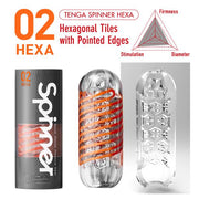 Tenga - Spinner 02 Hexa Masturbator - Transparent/Orange - Laced-up.nl