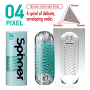 Tenga - Spinner 04 Pixel Masturbator - Transparent/Turquoise - Laced-up.nl