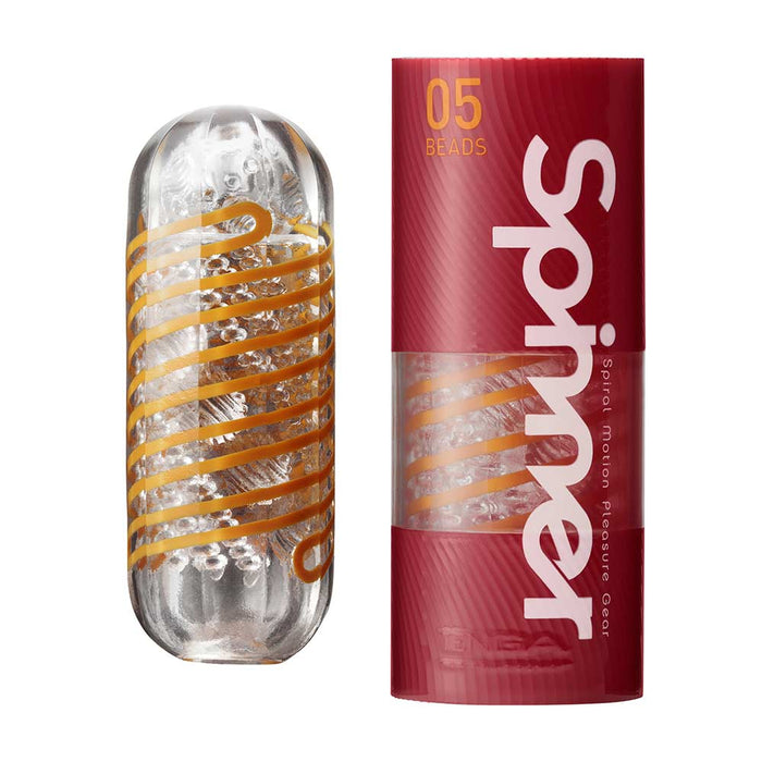 Tenga - Spinner 05 Beads Masturbator - Transparant/Oranje-Erotiekvoordeel.nl