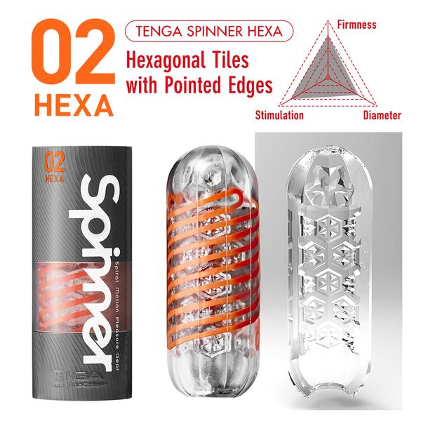 Tenga - Spinner 02 Hexa Masturbator - Transparant/Oranje-Erotiekvoordeel.nl