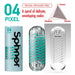 Tenga - Spinner 04 Pixel Masturbator - Transparant/Turquoise-Erotiekvoordeel.nl