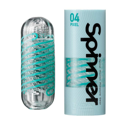 Tenga - Spinner 04 Pixel Masturbator - Transparant/Turquoise-Erotiekvoordeel.nl