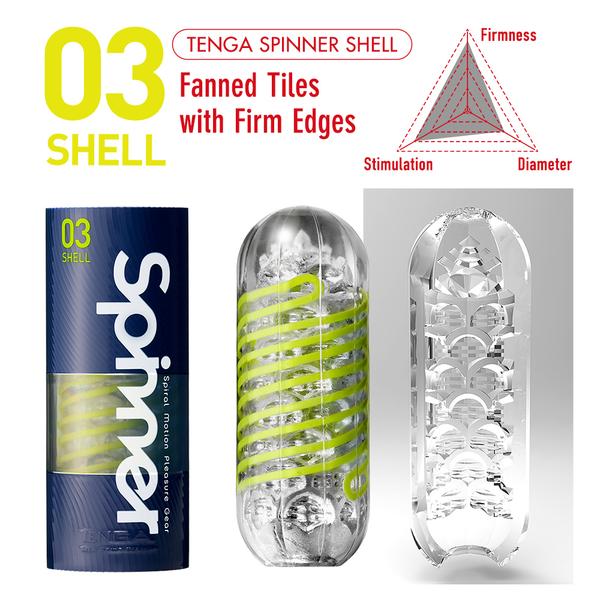 Tenga - Spinner 03 Shell Masturbator - Transparant/Neon-Erotiekvoordeel.nl